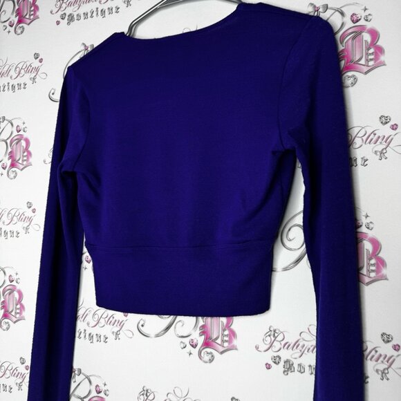 Wilfred free long sleeve royal blue stretchy Elegant Blue V-Neck Women's Top - Picture 6 of 6